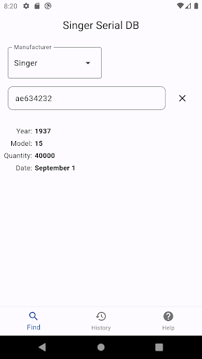 Android application Singer Serial DB screenshort
