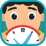 Kids learn to tell time and reading clock hands icon