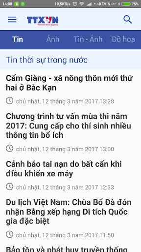 Android application Tin TTXVN screenshort