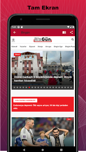 Android application Tüm Gazeteler ve Haberler screenshort