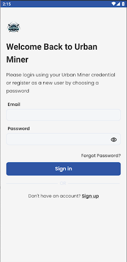 Android application Urban Miners App screenshort