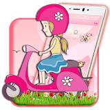 Salmon Pink Scooter Girl Theme icon