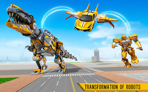 Flying Taxi Robot Car Games 3D apkpoly screenshots 6