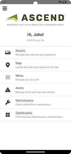 Android application ASCEND Fleet screenshort
