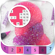 Slime glitter pixel art coloring: color by number