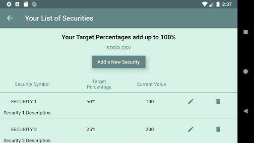 Portfolio Rebalancer Screen 2