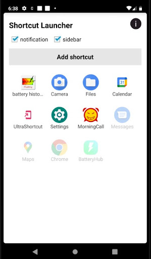 Android application Shortcut Launcher screenshort