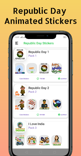 Android application Republic Day Animated Stickers screenshort