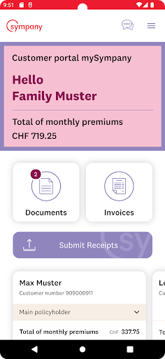 Android application mySympany screenshort
