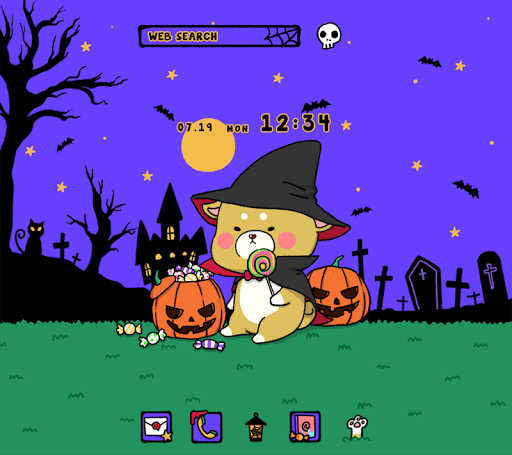 Android application Cute Halloween Shiba Theme screenshort
