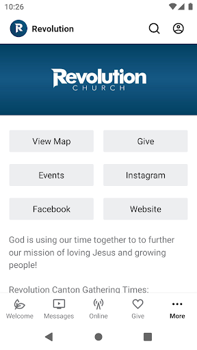 Screenshot of Revolution Church App