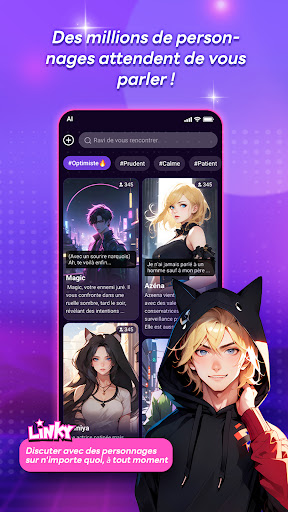 Android application Linky AI : Tchat, Jouer, Union screenshort