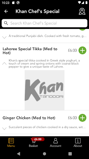 Android application Khan Tandoori screenshort