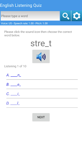 English Listening Quiz Screen 3