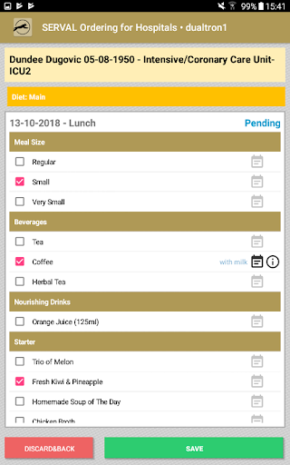 SERVAL Ordering for Healthcare Screen 3