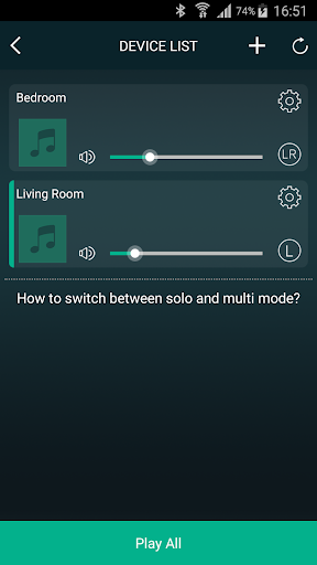 Android application Audioengine Control screenshort