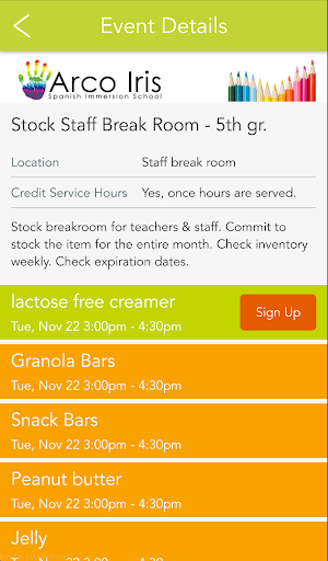 Parent Booker App Screen 2