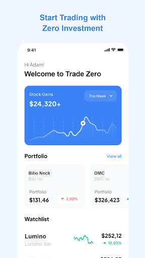 Android application Trade Zero Online Trading screenshort