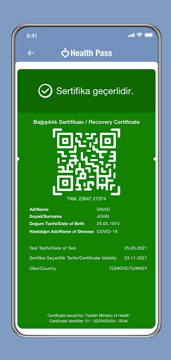 Android application HealthPass screenshort