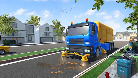 City Garbage Truck Driving