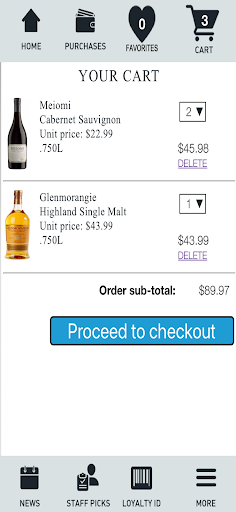 Android application Wild Horse Wine and Spirits screenshort