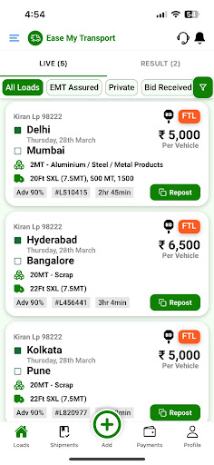 Ease My Transport - EMT Screen 3