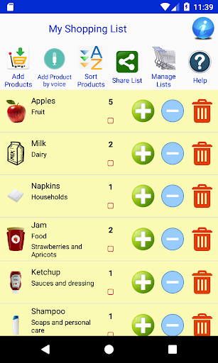 Android application Shopping List screenshort