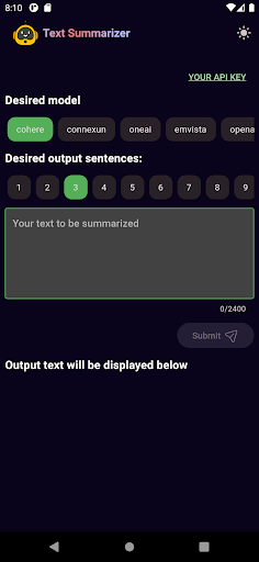 Android application Text Summarizer screenshort
