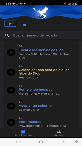 Android application Lista de Pecados screenshort