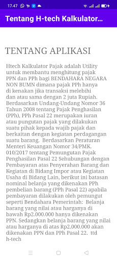 H-tech Kalkulator Pajak Non BU