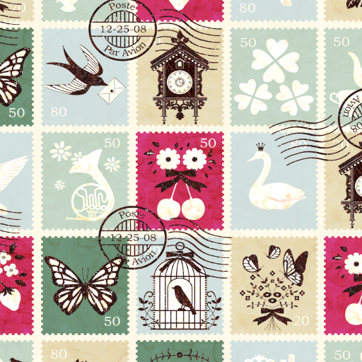 Vintage Stamps for +HOME logo