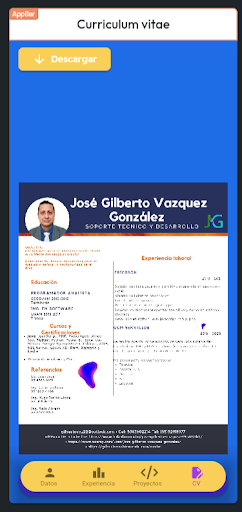 Android application CV Gilberto screenshort