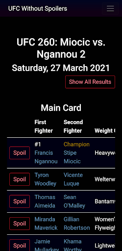 UFC Without Spoilers Screen 2