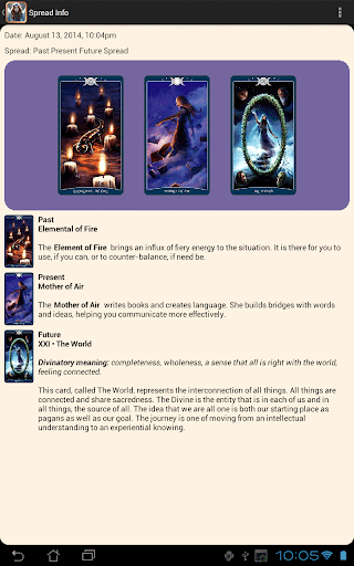 Screenshot of Book of Shadows Tarot As Above