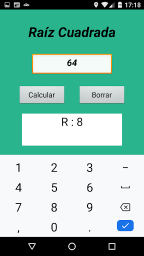 Android application Raíz Cuadrada,Cúbica,Potencia screenshort