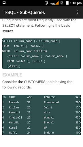 Learn T-SQL DB Screen 3