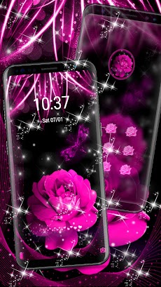 パープルネオンライトバラのテーマ ロマンチックな夢のピンクの光の壁紙 Androidアプリ Applion