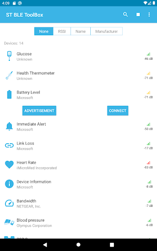 Screenshot of ST BLE Toolbox