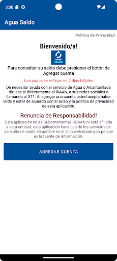 Android application Recibo Agua Saldo screenshort