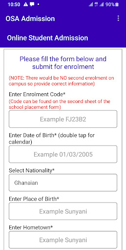 OSA Admission Screen 3