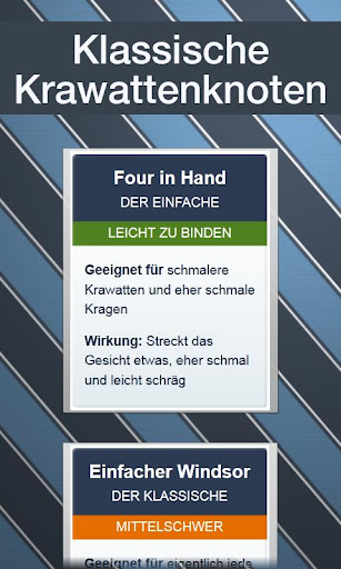 Android application Krawatten binden - DEUTSCH screenshort