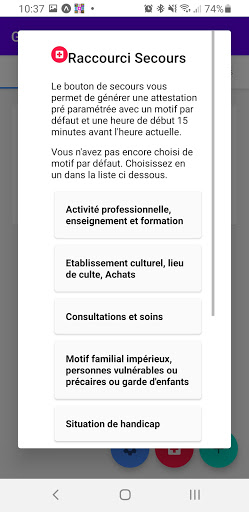 Android application Raccourci Attestation - 24 Mar screenshort