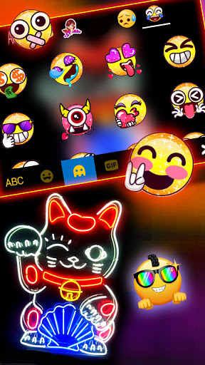 Neon Luck Cat Keyboard Backgro Screen 3