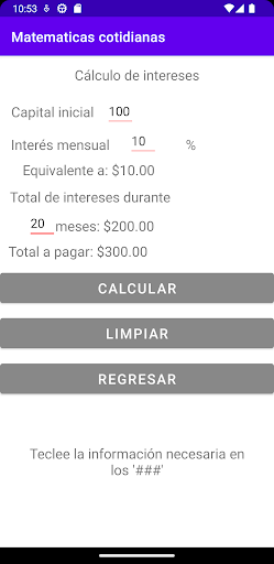 Android application Matematicas Cotidianas screenshort
