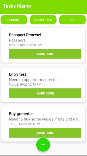 Android application Routine Tasks Memo screenshort