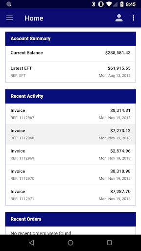 Android application Hinton Oil screenshort