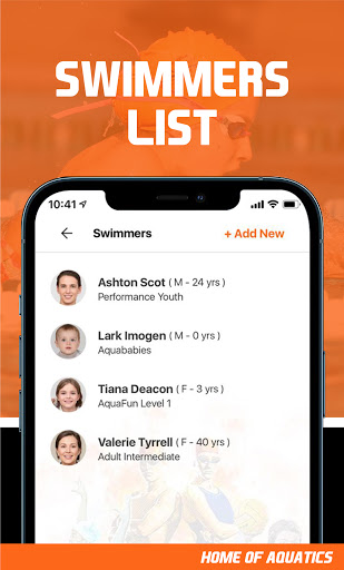 Android application Hamilton Aquatics screenshort