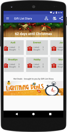 Android application Gift List Diary - Christmas Pr screenshort