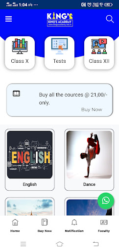 Android application King's Academy online class screenshort