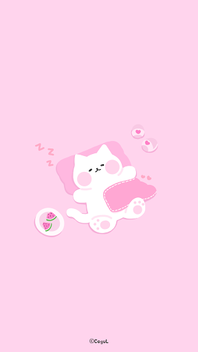 Android application 카카오톡 테마 - 여름 낮잠 냥이_핑크 (카톡테마) screenshort